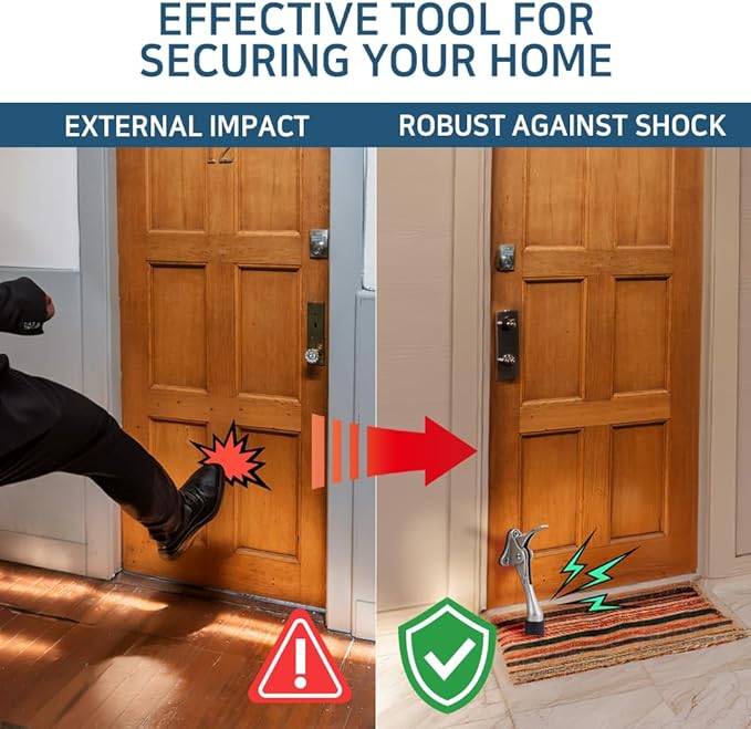 Door Stopper with Adhesive Bracket Stickers, No Drilling or Tools Needed, Available for All Doors, Door Holder, Heavy Door Stop, KickDown Door Stoppers, Bottom of Door by HASHI (White/Bracket 4pack)