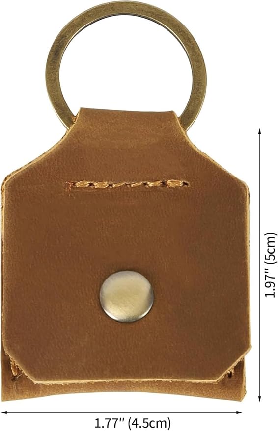 Jack&Chris Genuine Leather SD Card Holder Keychain, Anti-Shock Anti-Dust SD Card Case, Portable Camera Accessories for SD CF CFexpress Micro SD Nano SIM and Micro SIM Cards, Yellow Brown 2 Packs