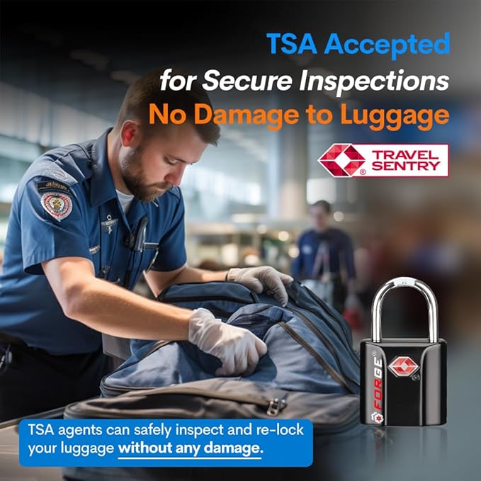 TSA Approved Luggage Locks, Ultra-Secure Dimple Key Travel Locks with Zinc Alloy Body