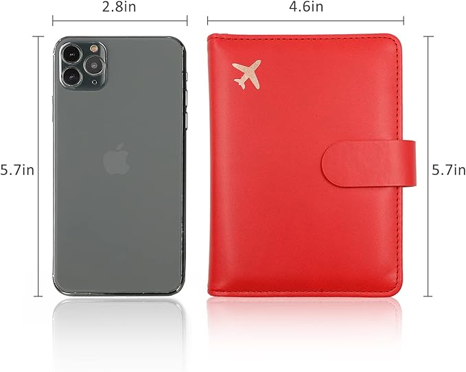 Melsbrinna Rfid Passport Holder for Travel women/Men, Cute Passport Wallet Rfid Blocking Card Slots, Rfid Passport Cover/CaseTravel Wallet, Passport Book Holder (1, Red2)