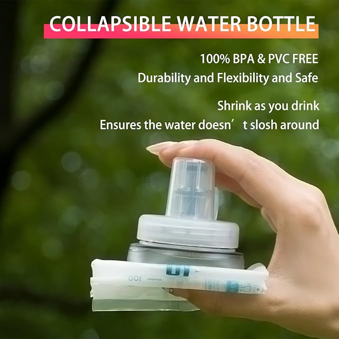 Soft Flasks Soft Running Water Flask Collapsible Soft Water Bottles Small BPA-Free for Sports Hiking Hydration Pack 500 ml/17oz，300 ml/10oz（2pack-300ml,red）