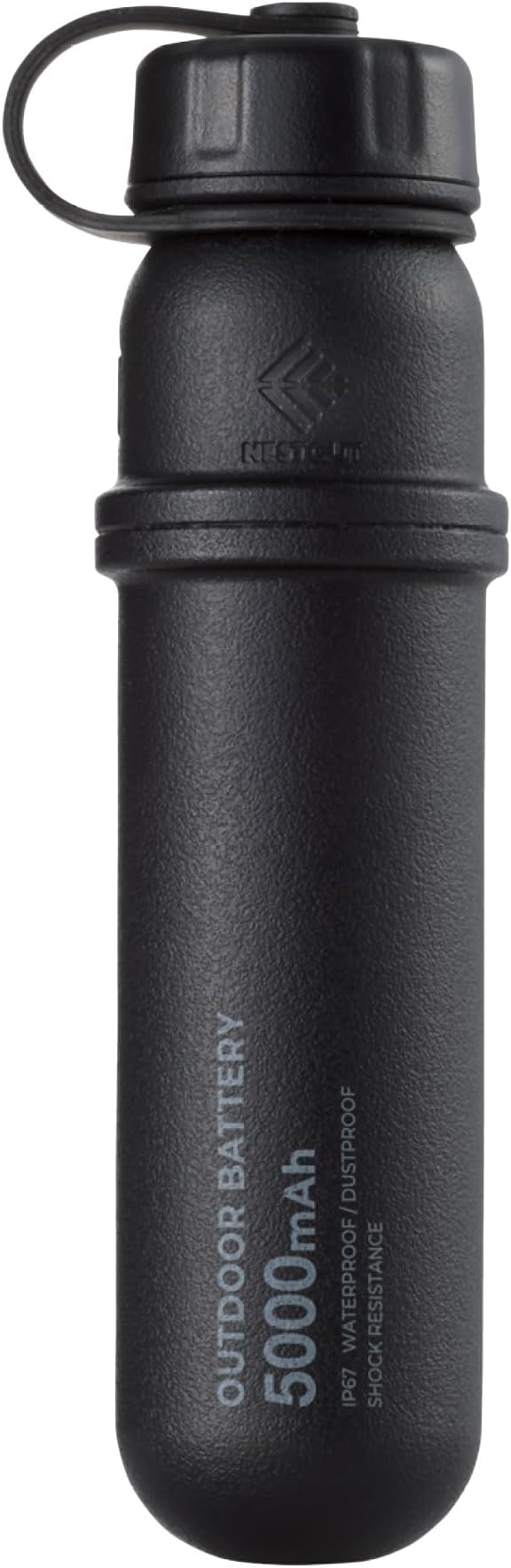 ELECOM NESTOUT Portable Charger, 5000mAh Outdoor Battery Power Bank, 15W USB-C Fast Charging, Waterproof IP67, Durable Shockproof, Battery Pack for Phone Tablet Hiking Travel Camping (Black, 5000mAh)