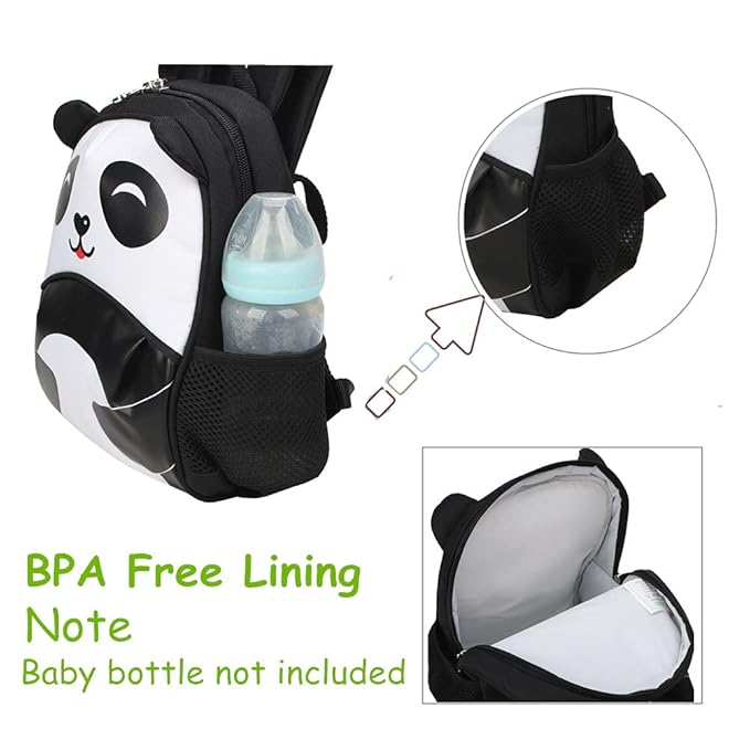 yodo Kids Insulated Toddler Backpack with Safety Harness Leash and Name Label - Playful Preschool Lunch Boxes Carry Bag, Panda