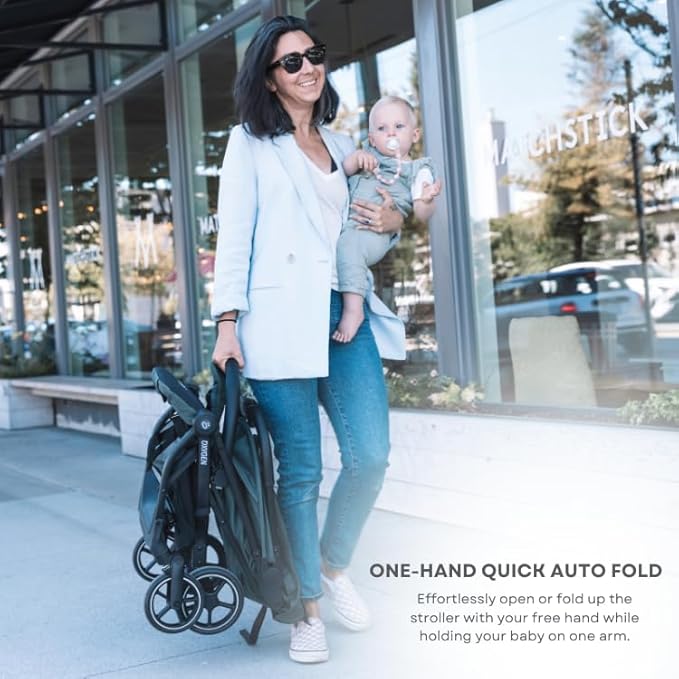 guzzie+Guss Oxygen v2 Lightweight Stroller – Compact, Foldable, Travel-Friendly for Baby, Infants and Toddlers - Tropical Green