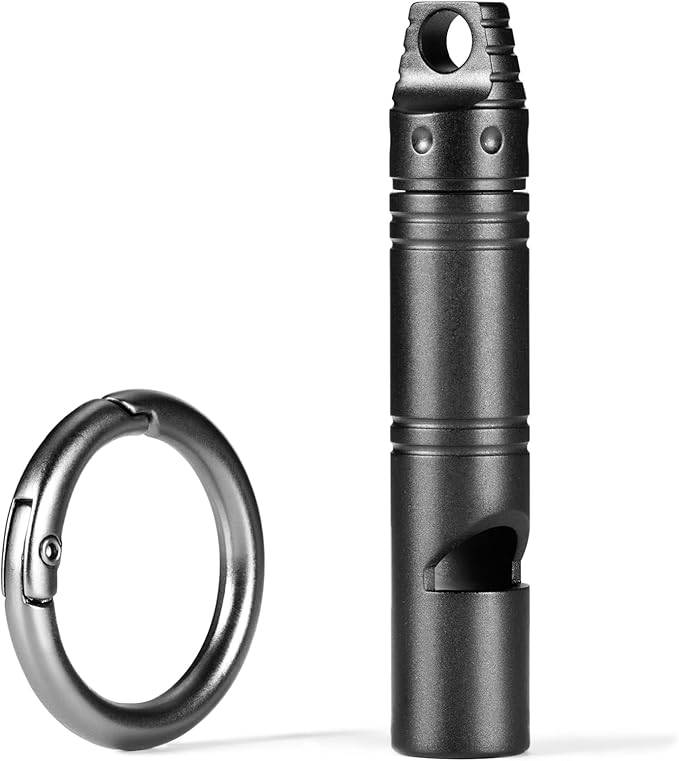 Whistle Emergency,Titanium Loud Whistle up to 120db,Emergency Survival Whistles Keychain for Kids Women Men,Safety Whistles for Camping Hiking-Black