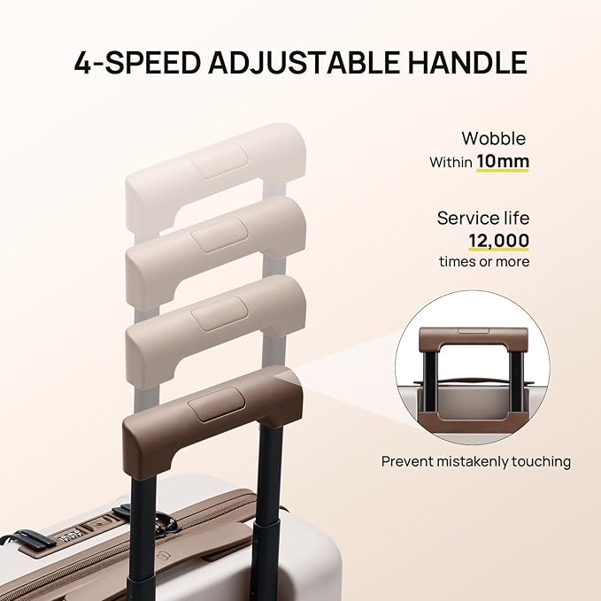 NINETYGO Medium Checked Luggage 25 Inch, Flat Top Opening Checking In Luggage with Cup Holder, Expandable, Coffee-Infused PC Hard Shell, Eco-Friendly, TSA Lock, 360° Spinner Wheels (Latte)
