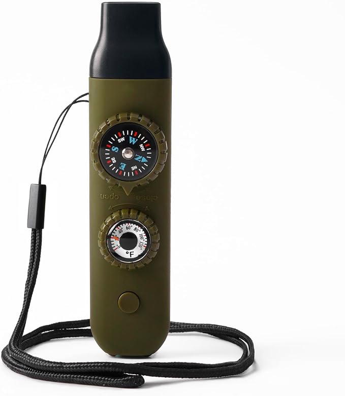 Emergency Survival Safety Whistle，Whistle for Kids with Lanyard,Compass,Thermometer,Ideal for Kayaking, Boating, Hiking, Camping, Climbing