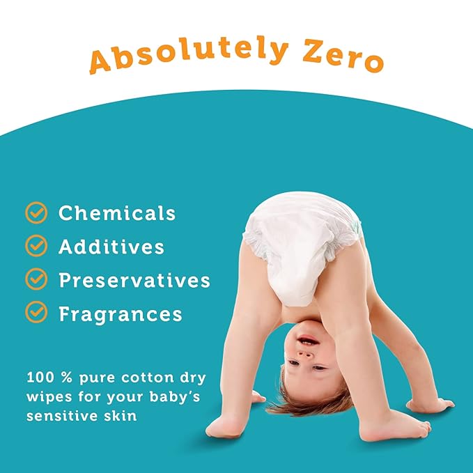 100% Pure Cotton Dry Wipes | 1200 Count | Use Wet or Dry | Soft & Sensitive | Hypoallergenic | Extra Strong & Absorbent | Perfect for Diaper Changes, Runny Noses, Drool, Meal Time & Nursing