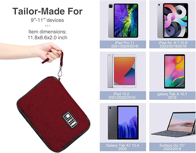 Luxtude Cord Organizer Travel, Cable Organizer Bag, Portable Electronics Organizer, Travel Essentials for Cord Storage/Charger Storage/Cable Storag, Red