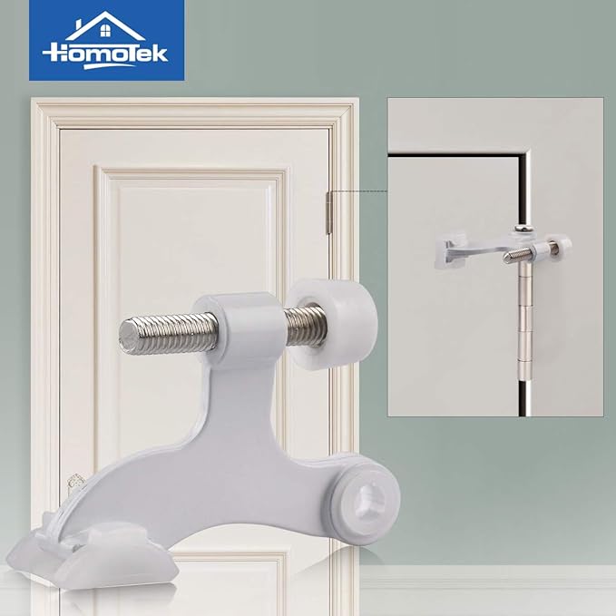 HOMOTEK 2 Pack Hinge Pin White Door Stopper,Adjustable Deluxe Heavy Duty Door Stopper 2-1/2"x1-3/4”,with White Rubber Bumper Tips