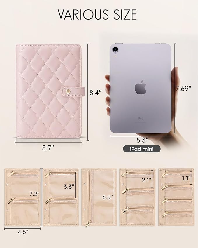 Vlando Travel Jewelry Case,Graduation Gifts,Jewelry Organizer Box with Clear Zipper Velvet Jewelry Pouch Bag, PU Leather Jewelry Case,Gift for Women-Pink