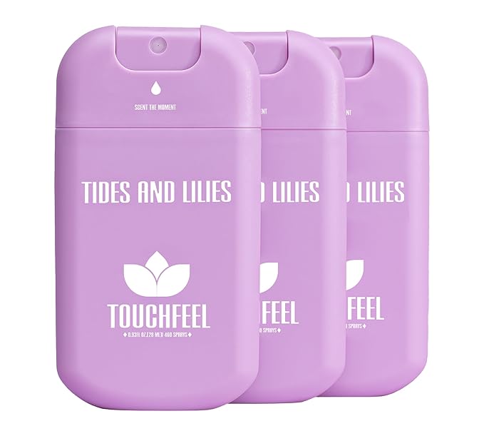 Power Mist Hand Sanitizer Spray, Scented Hydrating Hand Sanitizers Travel Size Refillable, Pocket Portable 3-Pack (Tides and Lilies) 0.93Fl Oz 460-Sprays Each