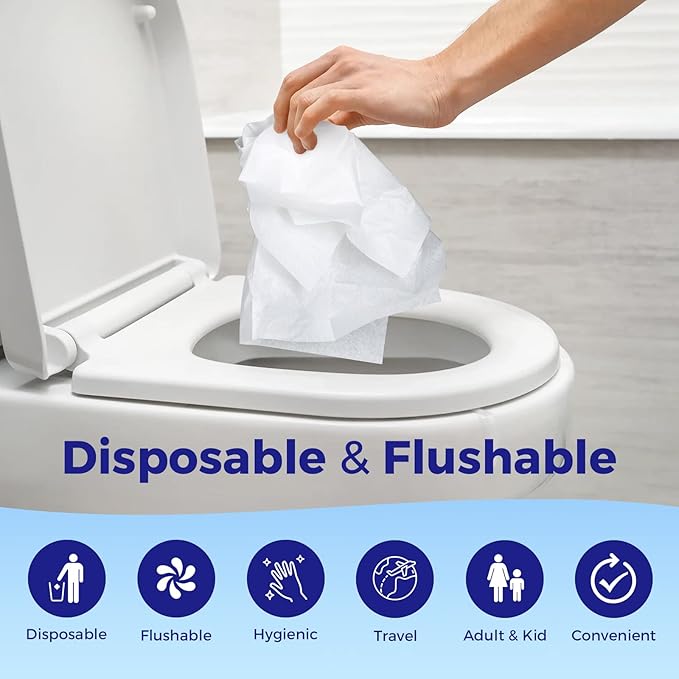 YGDZ Toilet Seat Covers Disposable (110 pack), XL Flushable Toilet Seat Covers Travel Paper Toilet Seat Cover for Kids Potty Training, Adults, Biodegradable Travel Essential Accessories for Airplane