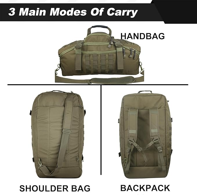 3 In 1 Military Backpack Travel Duffle Bag for Weekender Gym Traveling Workout Deployment