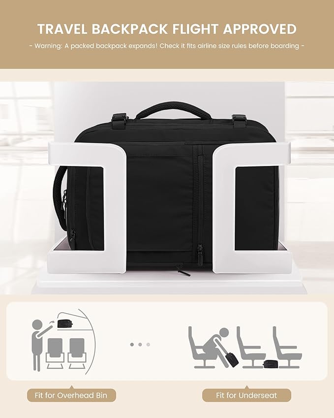 LOVEVOOK Travel Backpack for Women & Men, 60L Large Carry On Backpack Airline Approved, TSA Personal Item Weekender Bag, Water Resistant Laptop Backpacks with 3 Packing Cubes for Travel Essentials