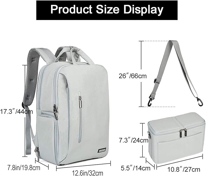 CADeN Camera Backpack w/ 15.6" Laptop Compartment, USB Charge Port, Tripod Holder, Rain Cover Compatible for Sony Canon Nikon