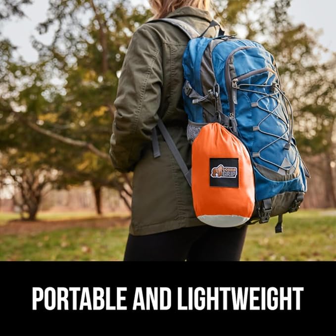 GORILLA GRIP Durable Portable Camping Hammock, Holds 400lbs with Heavy Duty Tree Straps, Comfortable Travel Swing, Camp Hammocks, Easy to Use and Install, Outdoor Essentials, Orange, 9x4.5 FT