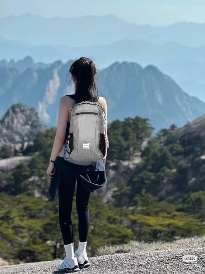 Small Foldable Hiking Daypack Packble Skin Casual Backpack Camping Cycling Travel Outdoor Day Bags Useful (Gray)
