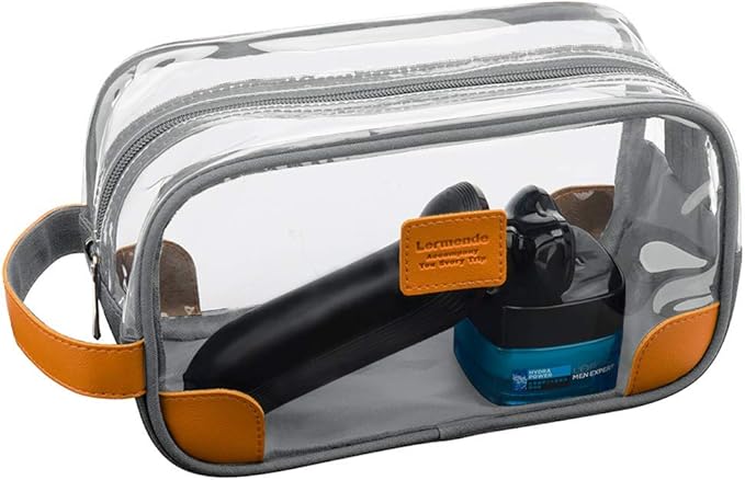 Lermende Toiletry Bag, Clear Shaving Dopp Kit for Men Travel Toiletry Bag with Hand Strap Unisex Bathroom Toiletries Organiser
