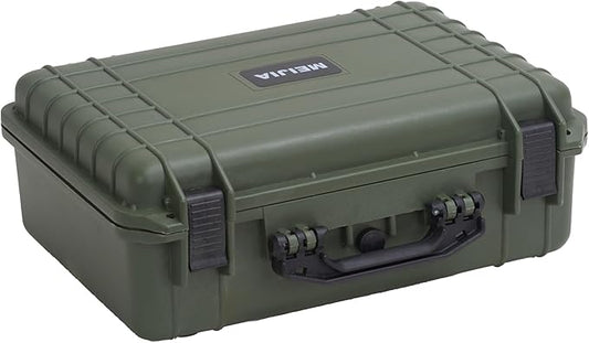 MEIJIA All Weather Portable IP67 Waterproof Protective Case, Hard Camera Case with customizable foam, Perfectly Protection of Camera, Drones,Pistols,Lens,Equipments,18.5 x14.06x6.93inches (Green)