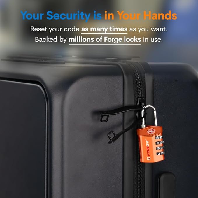 Forge Travel Lock,TSA Approved Luggage Locks for Air Travel, Gym Lockers, School Lockers, Pelican Cases, Gun Case, Easy Read Dials, Durable Alloy Body