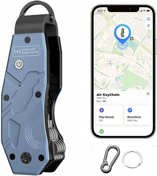 Air Keychain, Key Organizer Works with Apple Find My, Built-in airtag Chips, Holds 2-6 Keys, Car Key Chains with GPS Tracker, Key Finder, Minimalist Key Holder for Men and Women, (iOS Only) (Blue)