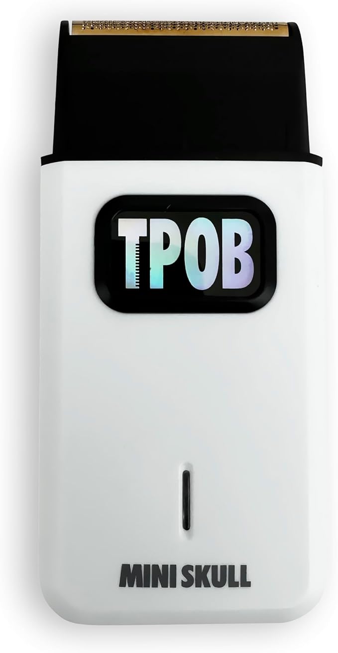 TPOB Mini Skull Single Shaver Compact Design That can fit in Your Pocket with a Turbo Charged Motor, Perfect for Both Professional and at-Home use (White)