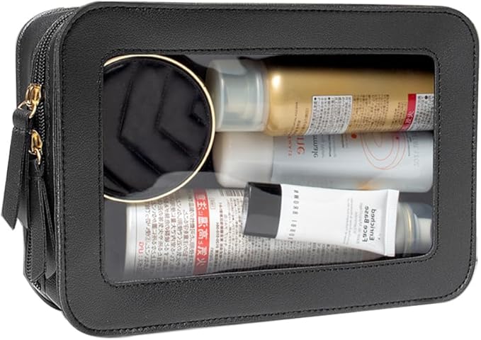 Clear Makeup Bag Small, TSA Approved Portable Toiletry Bag with Zipper Cosmetic Travel Bag Makeup Organizer Case Mini Makeup Pouch for Purse Car Organizer Bag for Women Men