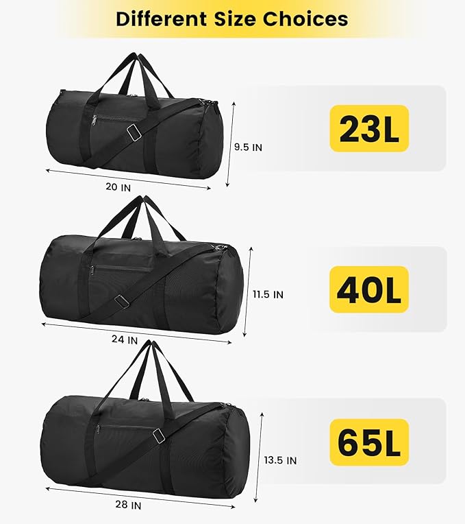 Vorspack Duffel Bag 20-24-28 Inches Foldable Gym Bag for Men Women Duffle Bag Lightweight with Inner Pocket for Travel Sports