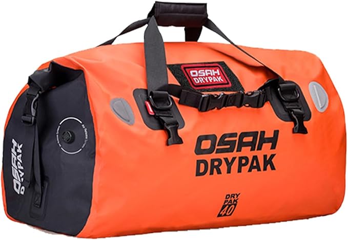 Waterproof Duffel& Luggage Bag - Motorcycle Dry Bag Tail Saddle Bags with Roll Top Closure,Large Storage Space,for Camping, Kayaking, Fishing & Traveling(Orange, 40L)