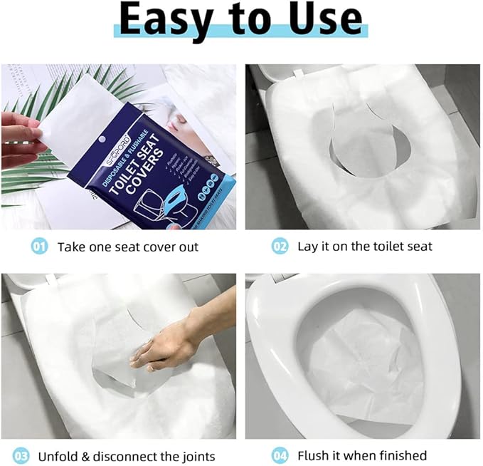 XL 100PCS Toilet Seat Covers Disposable - Flushable Paper Toilet Seat Cover is Travel Accessories, Travel Essentials for Public Restrooms, Airplane, Campin