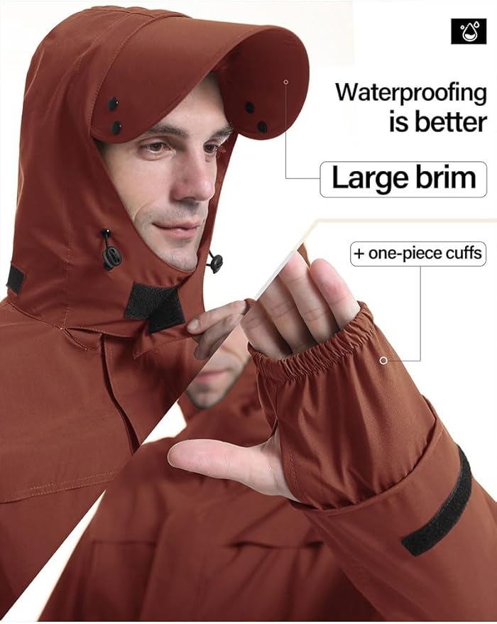 iCreek Rain Suit Waterproof Jacket with Pants 2 Pieces Breathable Lightweight Packable Raincoat with Hooded Rain Gear Unisex