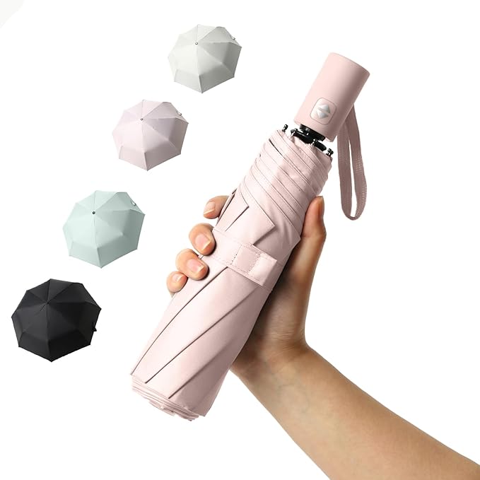 BAODINI Small UV Protection Travel Umbrella Compact for Rain and Sun UPF 50+ 41 inch Portable Umbrella for Women and Men