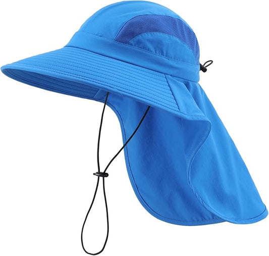Home Prefer UPF 50+ Sun Hats for Men Women Wide Brim Fishing Hat with Neck Flap UV Protection Sunblock Safari Bucket Hat