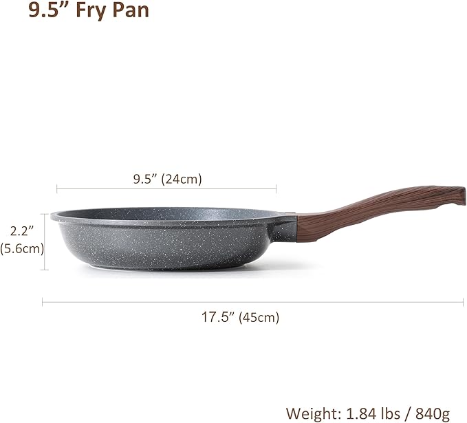 SENSARTE Nonstick Frying Pan Skillet, Swiss Granite Coating Omelette Pan, Healthy Stone Cookware Chef's Pan, PFOA Free (8/9.5/10/11/12.5 Inch) (9.5 Inch)