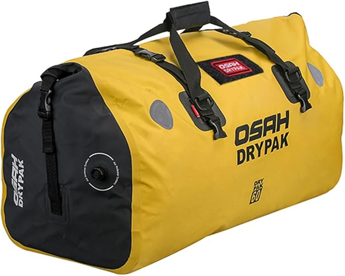 Waterproof Duffel& Luggage Bag - Motorcycle Dry Bag Tail Saddle Bags with Roll Top Closure,Large Storage Space,for Camping, Kayaking, Fishing & Traveling(Yellow, 60L)