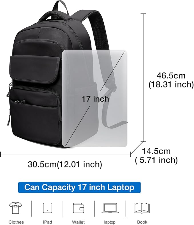 FOXLOVER Travel Laptop Backpack, Anti-Theft Slim Business Backpack, School College Bag for Men & Women, Fits 15.6 Inch Laptop