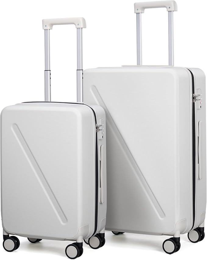 MILADA 2 Piece Luggage Sets, Hard Case Luggage set TSA Approved, Suitcase With Wheels Set 20 Inch Carry On Bag Luggage 28 Inch For Long Trip, Smoke White