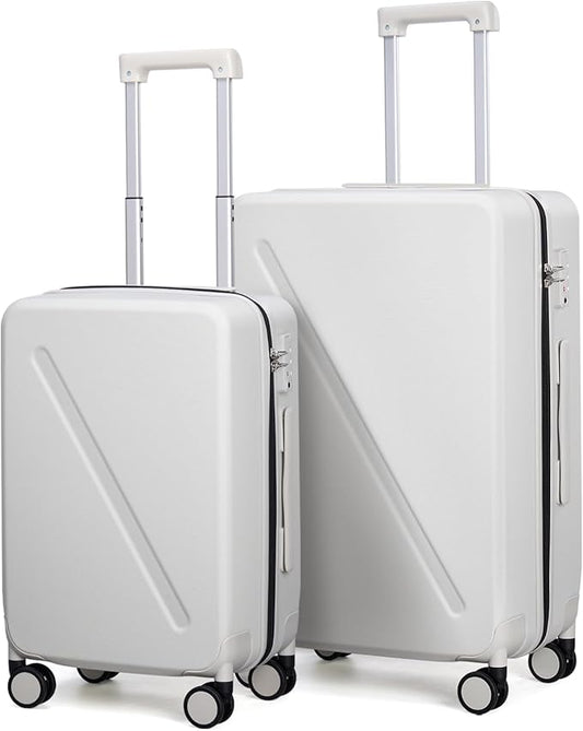 MILADA 2 Piece Luggage Sets, Hard Case Luggage set TSA Approved, Suitcase With Wheels Set 20 Inch Carry On Bag Luggage 28 Inch For Long Trip, Smoke White