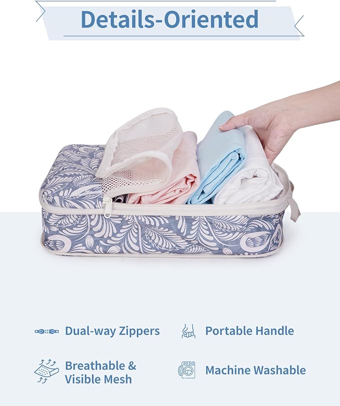 Narwey 6 Set Compression Packing Cubes for Travel Kids Women Carry on, Packing Organizers Bag for Backpack Luggage Suitcase Duffle Bags
