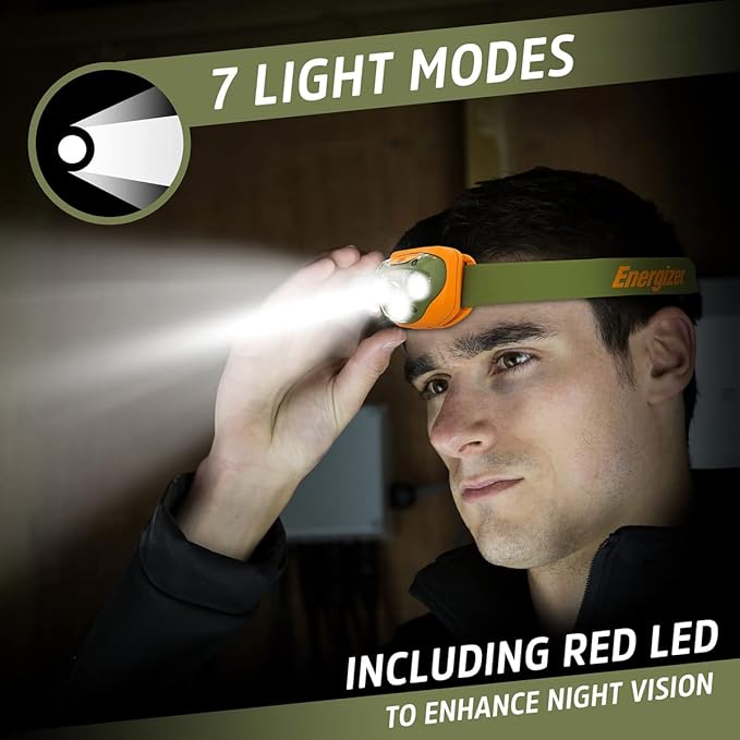 Energizer LED Headlamp PRO (2-Pack), IPX4 Water Resistant Headlamps, High-Performance Head Light for Outdoors, Camping, Running, Storm, Survival LED Light for Emergencies (Batteries Included)