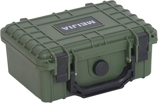 MEIJIA IP67 waterproof hard compact case,Customizable Fit Foam,8.12”x6.56”x 3.56”,Fit Use of Drones, Cameras,Equipments,lens (Green)