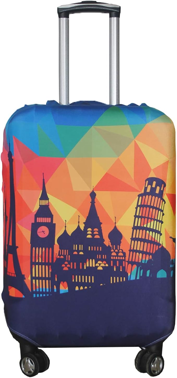 Explore Land Travel Luggage Cover Suitcase Protector Fits 27-30 Inch Case (Modern City, L)