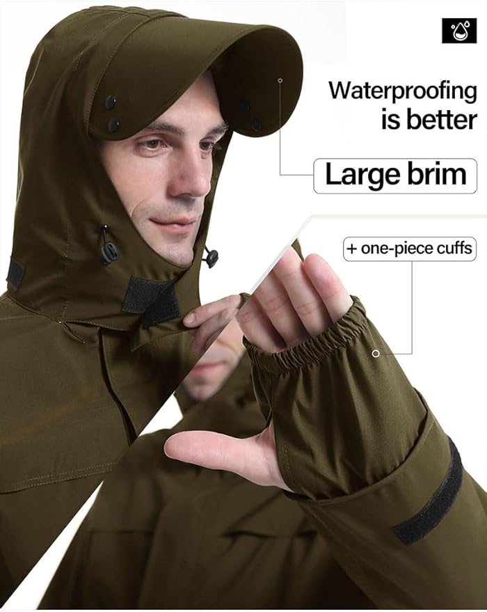 iCreek Rain Suit Waterproof Jacket with Pants 2 Pieces Breathable Lightweight Packable Raincoat with Hooded Rain Gear Unisex