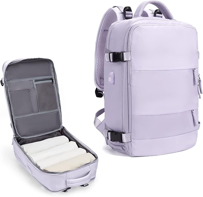 coowoz Large Travel Backpack For Women Men,Carry On Backpack,Hiking Backpack Waterproof Outdoor Sports Rucksack Casual Daypack Travel Essentials(Purple)