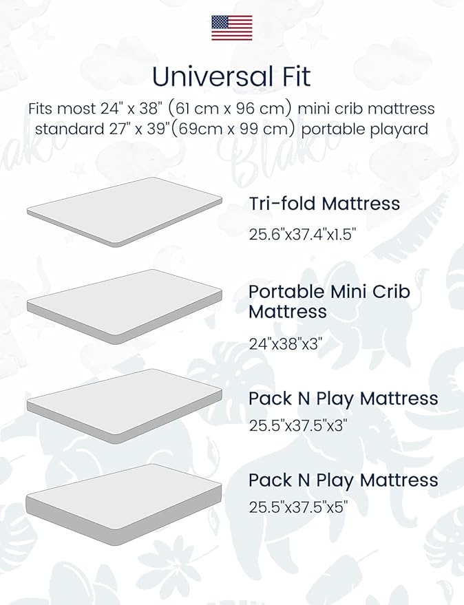 TotAha Premium Soft Pack n Play Sheets, Super Stretchy Jersey Knit Mini Crib Sheets Fitted, Silky Comfort Pack and Play Sheets Fitted, 2 Pack (Botanical Garden & Cute Bear)