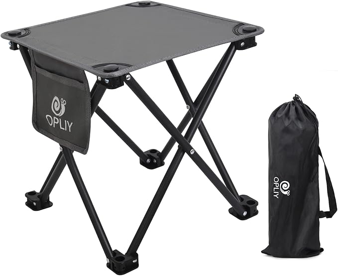 Opliy Camping Stool, Folding Small Chair Portable Camp Stool for Camping Fishing Hiking Gardening and Beach, Camping Seat with Carry Bag (Gray)