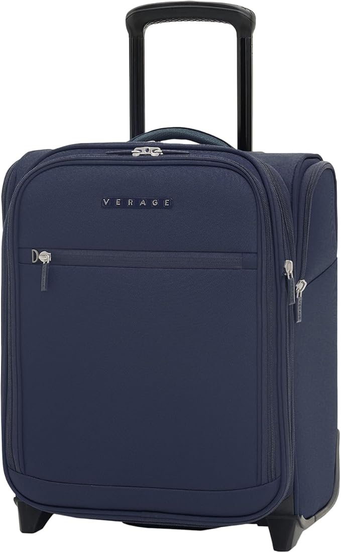 Verage Under Seat Luggage with Wheels, Softside Expanable Small Suitcase Carry On Luggage Bags for Airlines Airplanes Short Trip Men Women (Navy, 16-Inch Rolling Underseat)