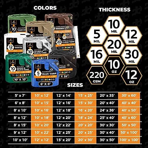 Multipurpose Protective Cover Brown Poly Tarp 30' x 40' - Durable, Water Resistant, Weather Resistant - 5 Mil Thick Polyethylene - by Xpose Safety