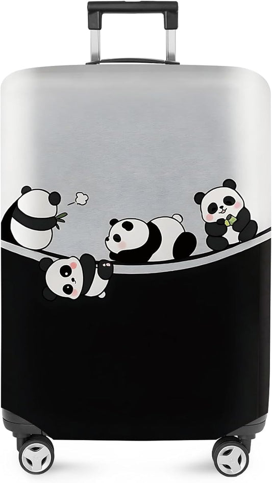ANNA QUEEN Panda Family Luggage Cover, Cute Panda Design Suitcase Protector, Stretchable Washable Travel Sleeve for 28-30 Inch Luggage
